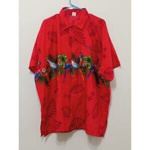 Adam Men's Shirt Button Down Parrots Red Retro 90's Size 2XL NWOT